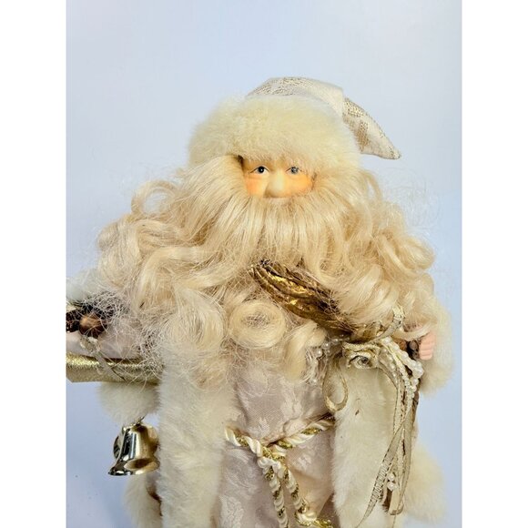 Tree Topper Christmas Santa Porcelain Face Figurine Statue Vintage | Lace Gold - Picture 11 of 15